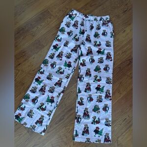 New! Holiday Girls cotton Pajamas with Bear Print - pink and Green size S